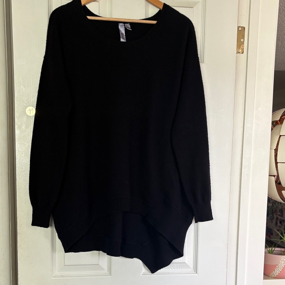 Wilt  Cashmere Women's Big Slant Black Sweater